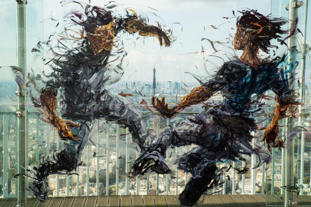 'Top Of The City' (2020), 300 x 400 cm, for the Festival Urban Altitude,Tour Montparnasse, Paris.