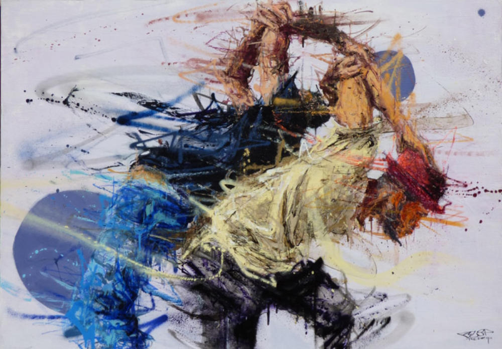 'Yang 4' (2018): acryl oil pastel on canvas, 97 x 73 cm.