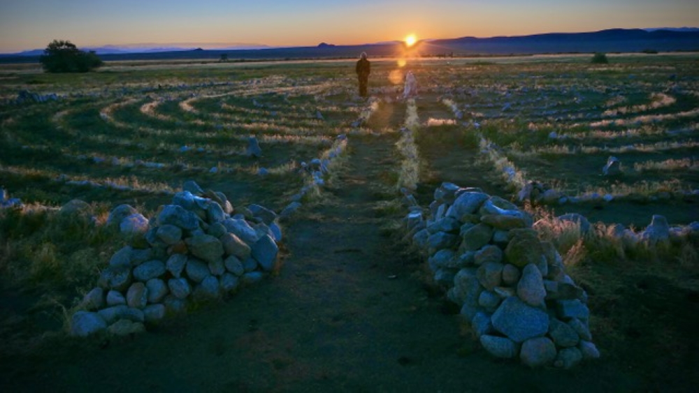 The labyrinth at sunset on Fly Ranch