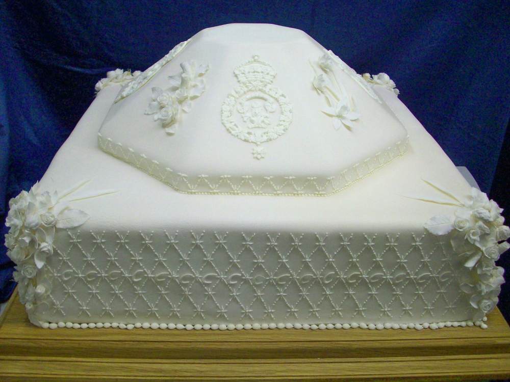 The Royal wedding cake of the now King Charles III and the Queen Consort