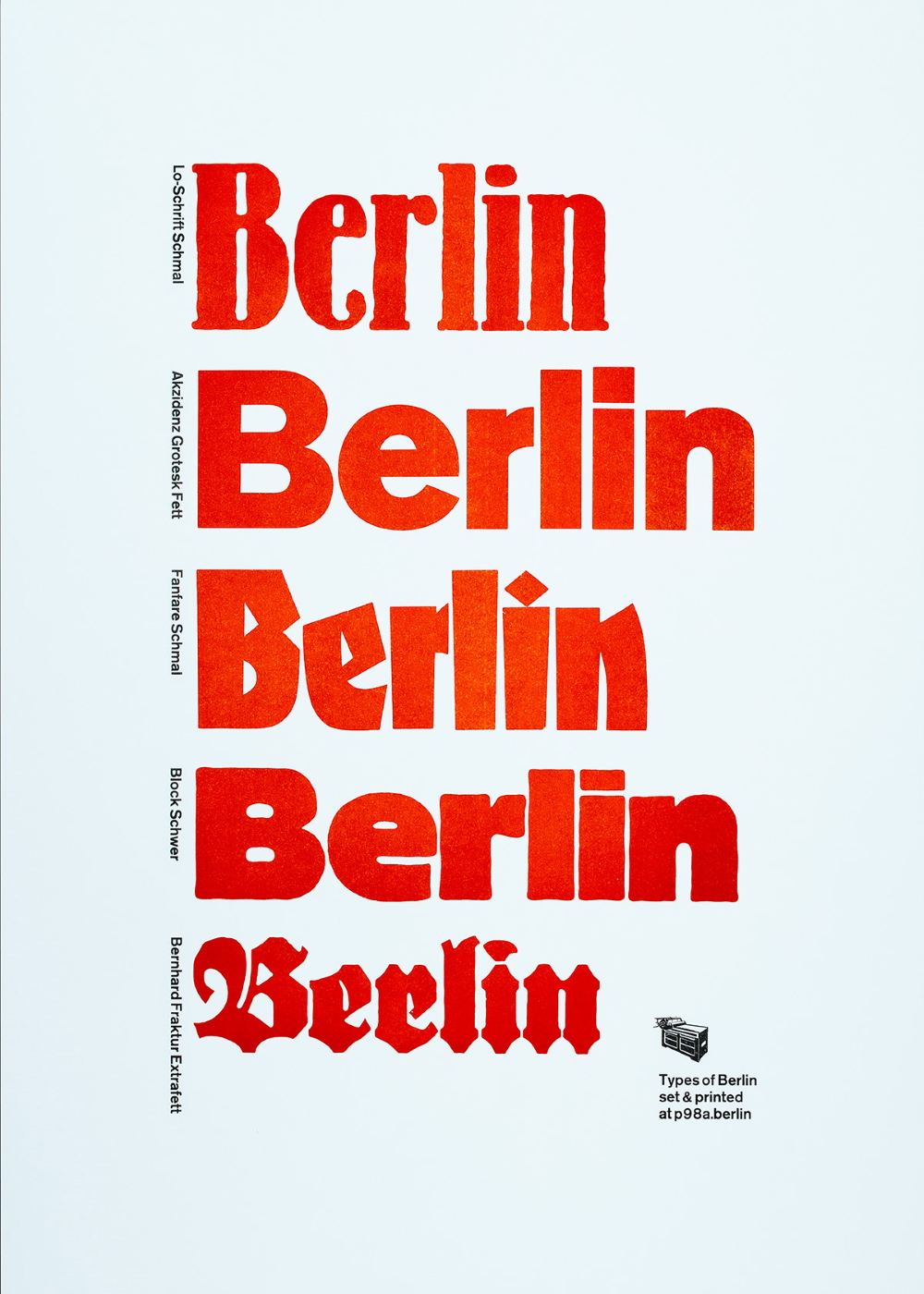 Berlin-poster-print showing various typefaces