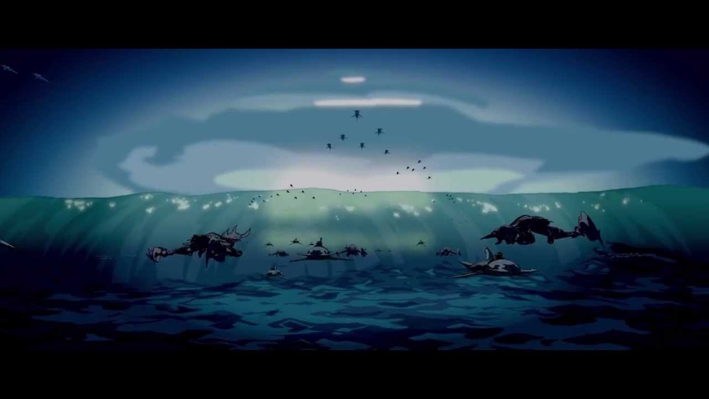 Finished film frame of the opening of 'Atlantis: The lost Empire' (2001)
