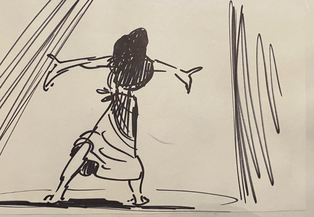 Sketch of Esmeralda singing “God help the outcasts” for 'The Hunchback of Notre Dame' (1996)