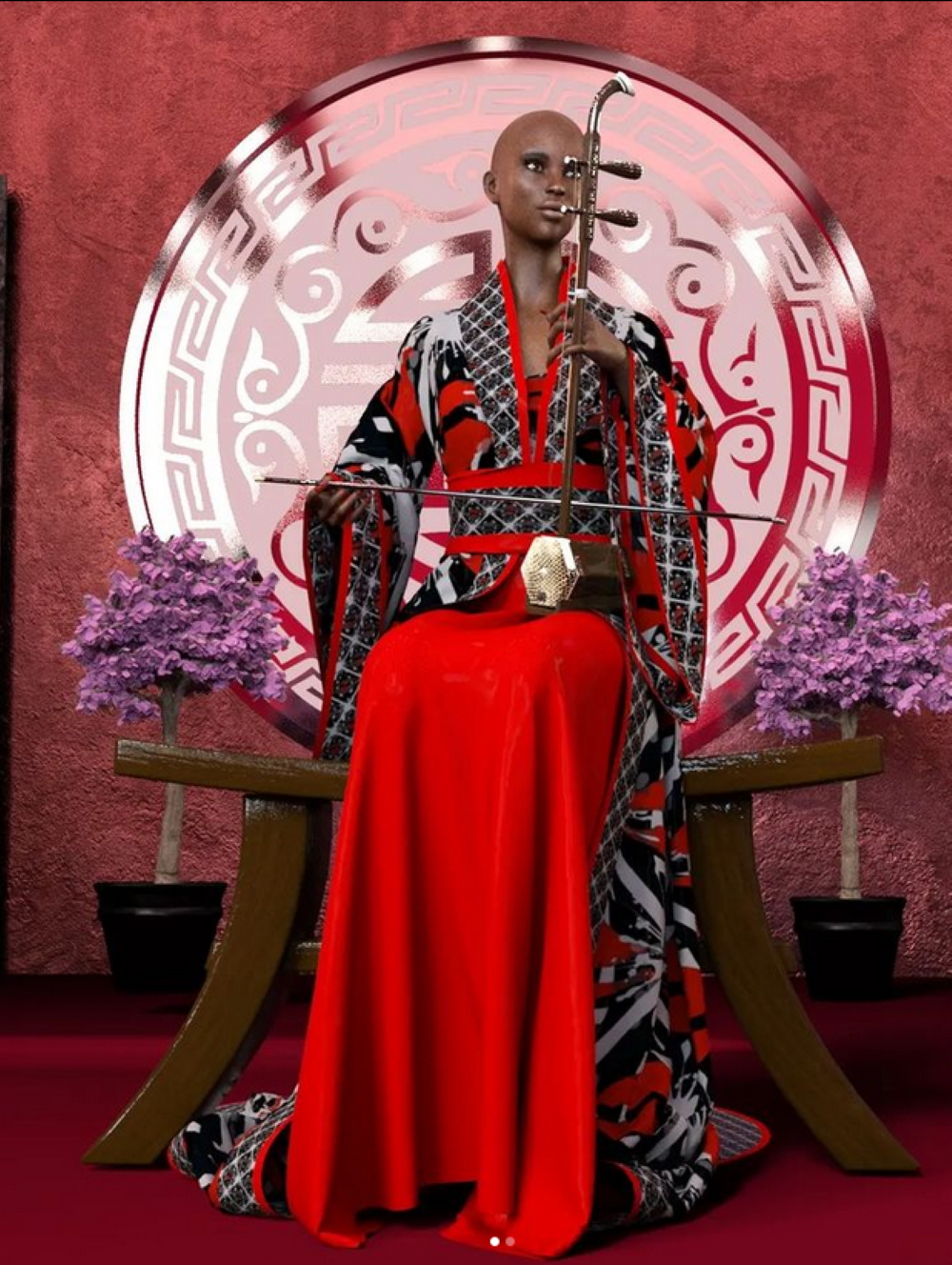 Combining one of many African Elements (Cowry) into a print and used it in the creation of Hanfu, one of traditional Chinese costumes.