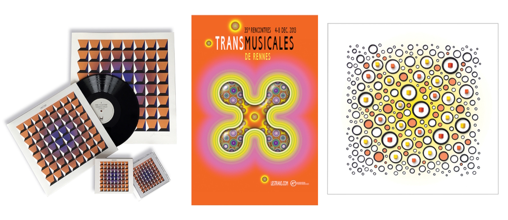 Music projects: ‘Unifony 1’: Album, CD & Edition Print, 2018. - ‘Transmusicales 35’ poster: 2nd in a series of events branding, 2013. - Venture Lift album cover: ‘Street of Mirrors’, 2017.