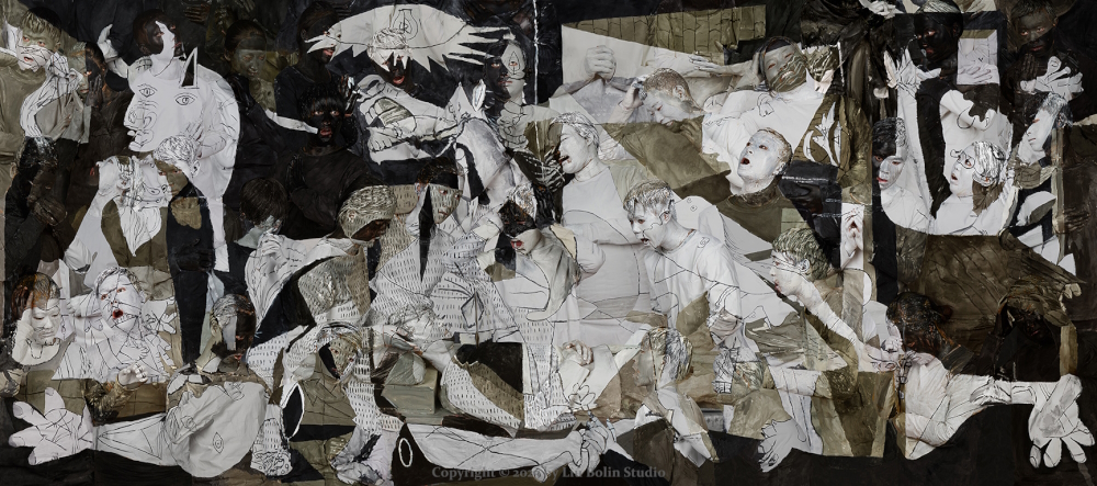 'Guernica': melting with the 1937 famous oil-painting by Spanish artist Pablo Picasso, 