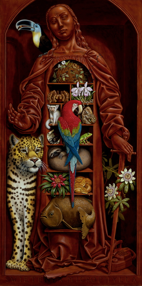 'Amazon Cabinet' (30 x 60 in. / 76 x 152 cm, oil and egg tempera on panel)