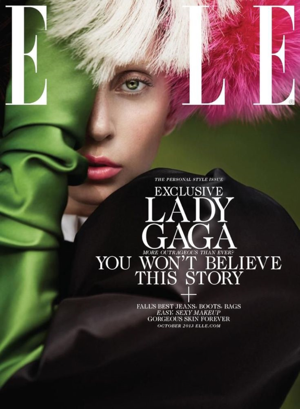 Editorial: Lady Gaga on the cover of ELLE (US), October 2013