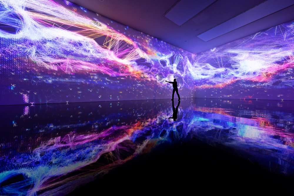 Complex Meshes (2025) - Generative and interactive virtual-reality installation. Solo exhibition Digital by Nature - The Art of Miguel  Chevalier, Kunsthalle München, Munich (Germany).