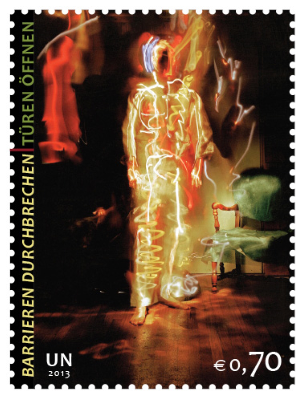 'Electro Man': issued as a United Nations postal stamp  in the 'Breaking Barriers/Open Doors'-series and released on September, 20th, 2013. The key visual in a huge format was shown in NCSI's episode 92 too.