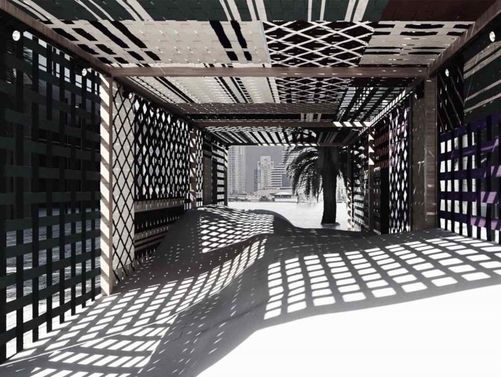 The pavilion representing the Eastern Provinces of Saudi Arabia at Dubai Design Week 2019 was a homage to the ancient technique of weaving palm fronds. (From the Public Art-section of Azaz Architects' website).