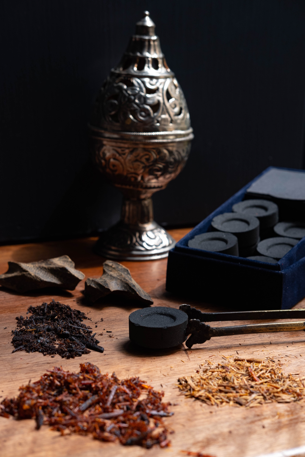 Ingredients for an incense ceremony kit.