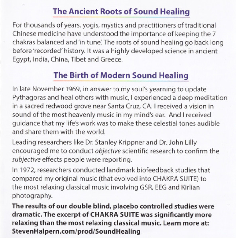 'Chakra Suite': excerpt from the cd's booklet.