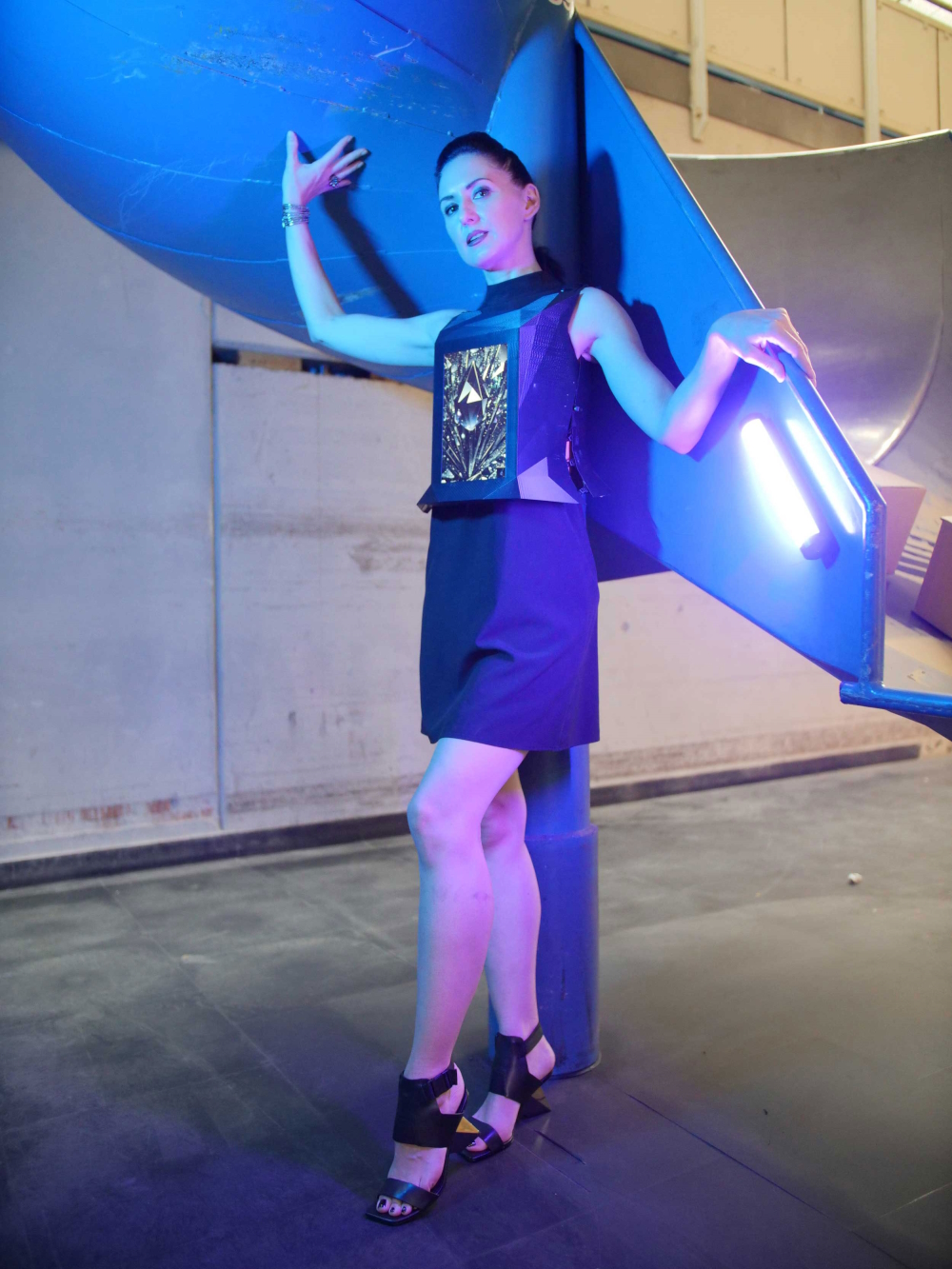 Tiffany Trenda in 3D print garment (work photo).