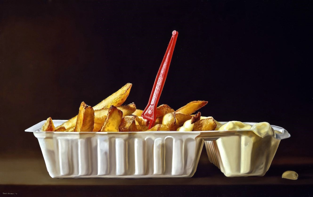 'Bucket of French fries' (1999), 95 x 150 cm, oil on canvas.