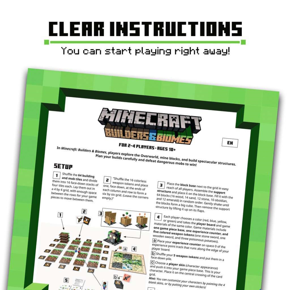 Instructions for Minecraft Builders & Biomes board game